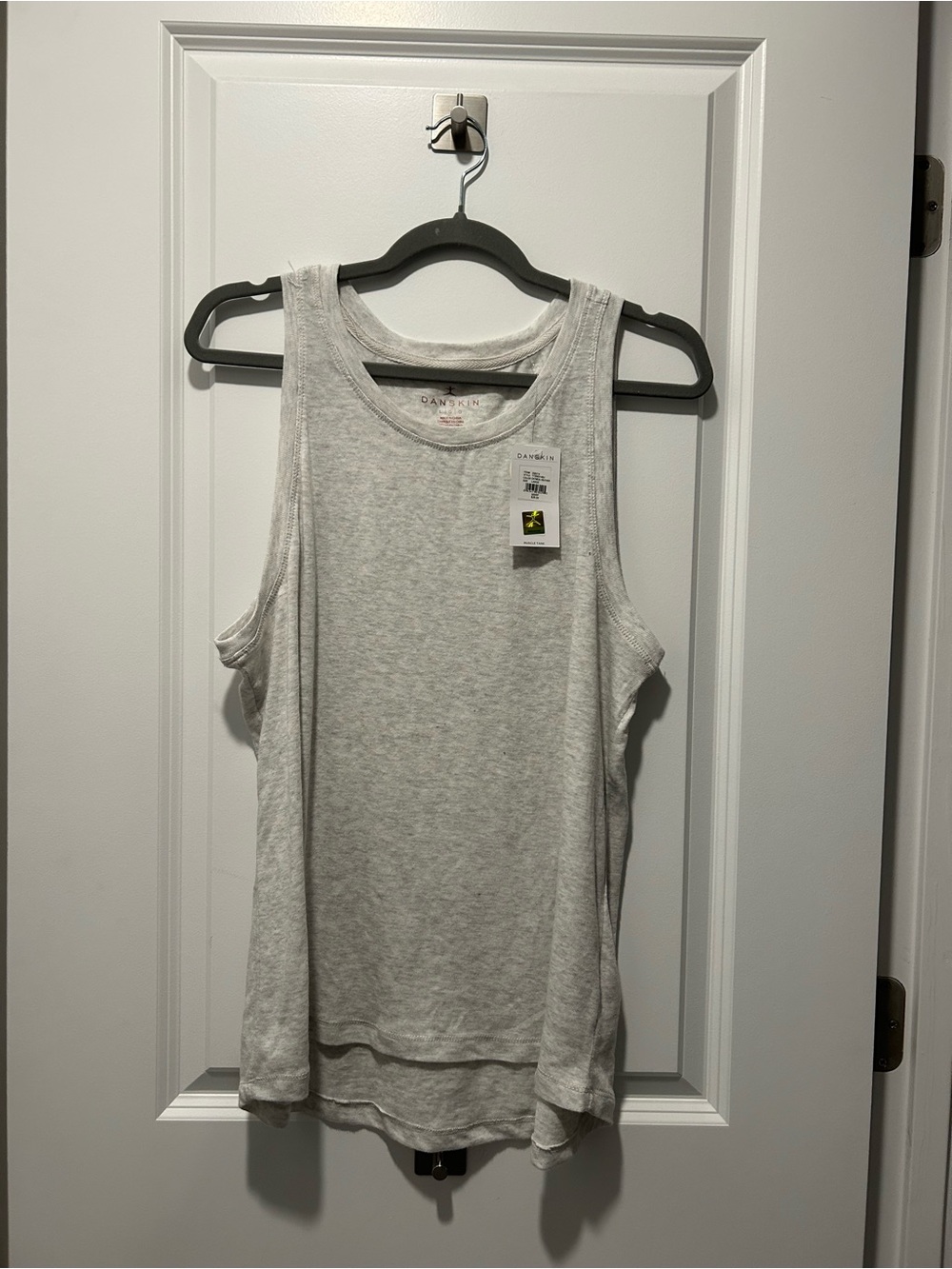 Danskin Muscle Tank Oatmeal Heather Sleeveless Activewear Top L NWT